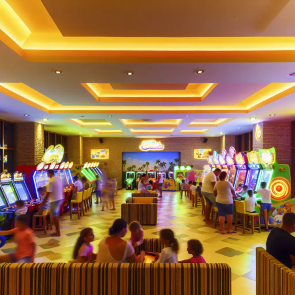 Rodzinna strefa zabawy z arcade i kącikiem dla dzieci